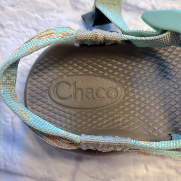 Chaco Girls ZX/1 Ecotread Sport Sandals - Size 2 Light Green and Beige - Picture 6 of 16